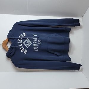 Hollister Women's Blue Silver W/ Pocket Hooded Sweatshirt, L